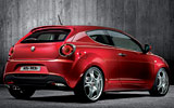 Alfa Romeo MiTo. Modelo 2009. Imagen exterior. Lateral posterior. Coche parado. Estudio. Rojo Giulietta. Llantas de aleaci�n ligera de 18 pulgadas.