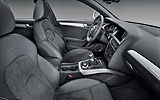 Audi A4 Avant S Line. Modelo 2009. Imagen. Interior. Salpicadero. Volante. Asientos en tela Sprint/ cuero negro. Inserciones interiores en aluminio mate.