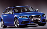 Audi S4. Modelo 2009. Imagen. Exterior. Frontal lateral. Coche parado. Estudio. Azul.