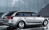 Audi S6 Avant. Modelo 2009. Imagen. Familiar. Lateral posterior. Movimiento. Carretera. Plata akoya metalizado.