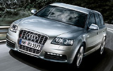 Audi S6 Avant. Modelo 2009. Imagen. Familiar. Frontal lateral. Movimiento. Carretera. Plata akoya metalizado.