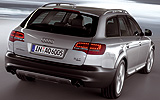 Audi A6 Allroad. Modelo 2009. Posterior lateral. Movimiento. Gris cuarzo metalizado.