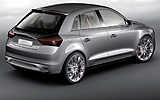 Audi A1 Sportback Concept. Prototipo 2008. Imagen. Posterior- lateral. Coche parado. Estudio. Gris.