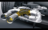 BMW Serie 1 Cabrio. Modelo 2008. Imagen. Accesorio Performance. Doble salida de escape. Dibujo.