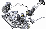 BMW Serie 7. Modelo 2009. Imagen. Técnica. Suspensión delantera. Paralelogramo deformable.