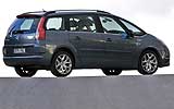 Citro�n C4 Grand Picasso. Modelo 2008. Imagen. Exterior. Lateral posterior. Coche parado. Carretera. Gris Icaro Metalizado.
