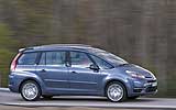 Citro�n C4 Grand Picasso. Modelo 2008. Imagen. Exterior. Lateral. Movimiento. Carretera. Gris Icaro Metalizado.