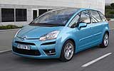 Citro�n C4 Picasso. Modelo 2008. Imagen. Frontal lateral. Movimiento. Carretera. Azul T�voli metalizado. Llanta 18 pulgadas.