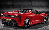 Ferrari 430 Scuderia Spider 16M. Modelo 2009. Imagen exterior. Descapotado. Posterior lateral. Coche parado. Estudio. Rojo.