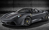Ferrari 430 Scuderia Spider 16M. Modelo 2009. Imagen exterior. Descapotado. Frontal lateral. Coche parado. Estudio. Gris.