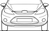 Ford Fiesta. Modelo 2009. Imagen. T�cnica. Dibujo. Frontal.