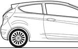 Ford Fiesta. Modelo 2009. Imagen. T�cnica. Dibujo. Lateral. 3 puertas.