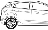 Ford Fiesta. Modelo 2009. Imagen. T�cnica. Dibujo. Lateral. 5 puertas.