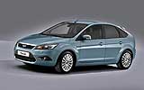 Ford Focus. Gama 2008. Carrocer�a 5 puertas. Imagen. Frontal lateral. Est�tica. Estudio. Azul �rtico. Llanta 16 pulgadas radios m�ltiples.