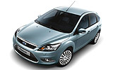 Ford Focus. Gama 2008. Carrocer�a 5 puertas. Imagen. Cenital frontal lateral. Est�tica. Estudio. Azul �rtico. Llanta 16 pulgadas radios m�ltiples.