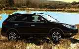 Hyundai ix55. Modelo 2009. Imagen. Exterior. Lateral. Coche parado. Carretera. Color Ebony Black.