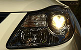 Hyundai ix55. Modelo 2009. Imagen. Exterior. Detalle faro izquierdo en on.