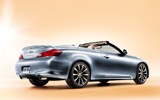 Infiniti G37 Cabrio. Modelo 2009. Imagen. Exterior. Posterior lateral. Coche parado. Estudio. Descapotado. Gris.