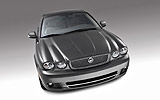 Jaguar X-Type. Modelo 2008. Berlina. Imagen. Frontal- cenital. Coche parado. Estudio. Color Shadow grey.