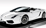 Lamborghini Gallardo LP 560-4 Spyder. Modelo 2009. Imagen exterior. Frontal lateral. Descapotado. Coche parado. Estudio. Blanco