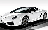 Lamborghini Gallardo LP 560-4 Spyder. Modelo 2009. Imagen exterior. Frontal lateral. Coche parado. Estudio. Blanco