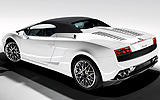 Lamborghini Gallardo LP 560-4 Spyder. Modelo 2009. Imagen exterior. Lateral posterior. Coche parado. Estudio. Blanco