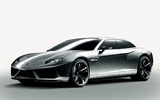 Lamborghini Estoque Prototipo. Prototipo 2008. Imagen. Frontal- lateral. Parado. Estudio. Gris.