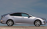 Mazda6. Modelo 2008. Kit deportivo (SAP). Imagen. Lateral. Coche parado. Carretera. Color Gris.