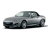 Mazda MX-5. Soft Top. Modelo 2009. Imagen exterior. Frontal- lateral. Coche parado. Techo de lona. Estudio. Gris
