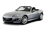 Mazda MX-5. Soft Top. Modelo 2009. Imagen exterior. Frontal- lateral. Coche parado. Descapotado. Estudio. Gris