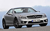 Mercedes-Benz SL 65 AMG. Modelo 2008. Imagen. Lateral- frontal. Coche parado. Llantas aleaci�n AMG 19 pulgadas y doble radio. Plata iridio.