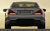 Mercedes-Benz SL 65 AMG. Modelo 2008. Imagen. Posterior. Coche parado. Escape AMG 2 salidas dobles cromadas. Plata iridio.