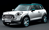 Mini Crossover Concept. Modelo 2009. Imagen. Frontal- lateral. Coche parado. Estudio.