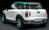 Mini Crossover Concept. Modelo 2009. Imagen. Lateral- posterior. Coche parado. Estudio.