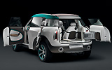 Mini Crossover Concept. Modelo 2009. Imagen. Lateral- posterior. Coche parado. Estudio. Puertas asim�tricas. 