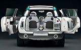 Mini Crossover Concept. Modelo 2009. Imagen. Posterior. Coche parado. Estudio. Puertas asim�tricas sin marco.