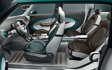 Mini Crossover Concept. Modelo 2009. Imagen. Interior. Salpicadero. Volante. Asientos delanteros y traseros. MINI Center Rail.