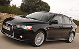 Mitsubishi Lancer Sportback. Modelo 2009. Imagen exterior. Frontal lateral. Movimiento. Carretera. Negro