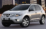 Nissan Murano. Modelo 2009. Imagen. Frontal- lateral. Coche parado. Carretera. Gris.