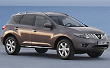 Nissan Murano. Modelo 2009. Imagen. Lateral- Frontal. Coche parado. Carretera. Marr�n.