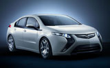 Opel Ampera. Prototipo 2009. Imagen. Exterior. Frontal lateral. Coche parado. Estudio.