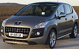 Peugeot 3008. Modelo 2009. Imagen. Exterior. Frontal lateral. Coche parado. Carretera.