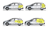 Peugeot 3008. Modelo 2009. Imagen. T�cnica. Posibilidad de configuraci�n del maletero y plazas traseras.