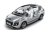 Peugeot 3008. Modelo 2009. Imagen. T�cnica. Airbags laterales, frontales y de cortinilla.