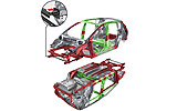 Peugeot 3008. Modelo 2009. Imagen. T�cnicas. Estructura ch�sis. Detalle absorbedor de impacto �Bog� Wagon�.