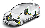 Peugeot 3008. Modelo 2009. Imagen. T�cnica. Suspensi�n delantera. Suspensi�n trasera con �Dynamic Rolling Control�.