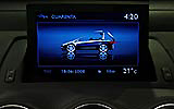 Peugeot 308 CC. Modelo 2009. Imagen. Interior. Detalle navegador con pantalla en color de 7 pulgadas escamoteable en la parte superior del salpicadero.