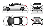  Peugeot 308 CC. Modelo 2009. Imagen. T�cnica. Medidas de anchura, altura y largo.