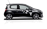 Renault Twingo RS. Modelo 2009. Imagen. Lateral. Coche parado. Llantas de aleaci�n 17 pulgadas. Estudio. Nacr� black.