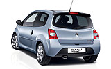 Renault Twingo RS. Modelo 2009. Imagen. Lateral- posterior. Coche parado. Llantas aleaci�n 16 pulgadas. Estudio. Dark metal grey.